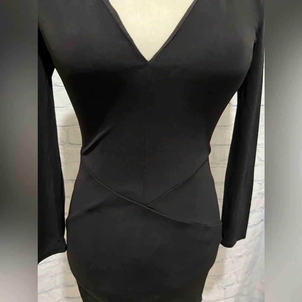 Kendall + Kylie Black Lace Up Long Sleeve Dress Size 6 - Picture 3 of 7